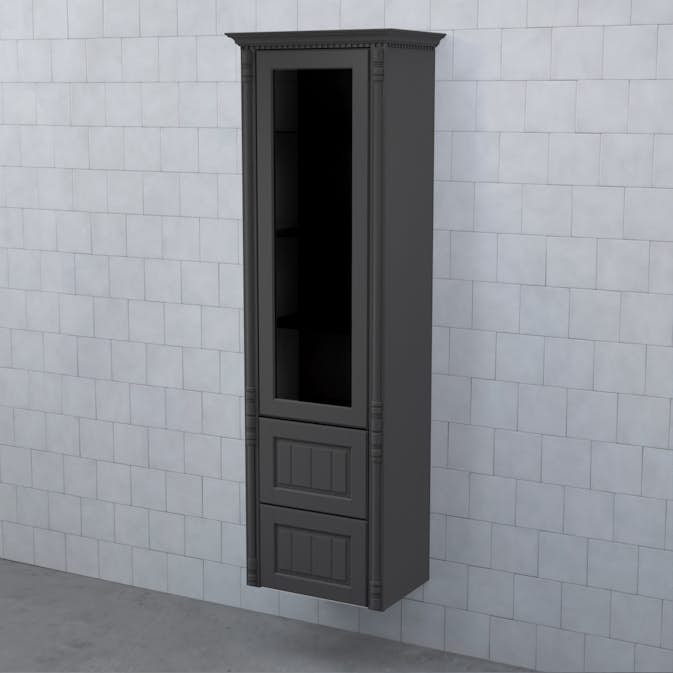 Högskåp Björbo Badrum Valhall Vitrinlucka med Två Lådor